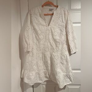 GAP Ivory Eyelet Long Sleeve Dress